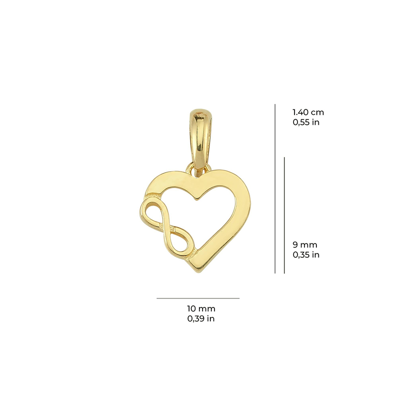 14 Ayar Kalp Sonsuzluk Altın Kolye Ucu
