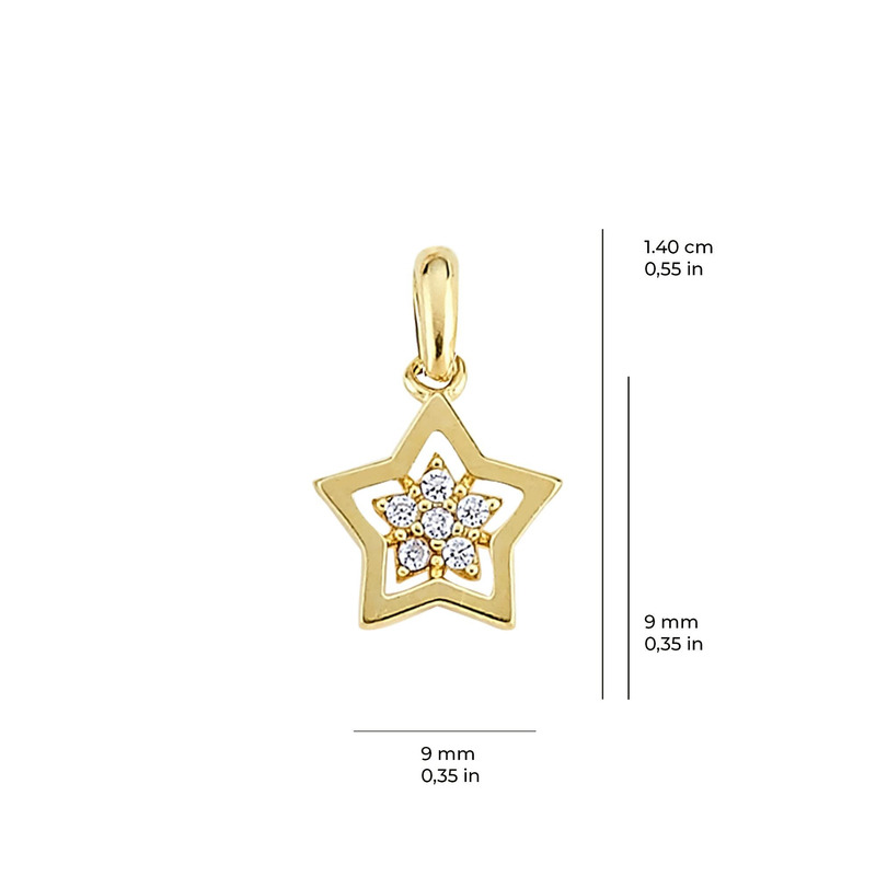 14 Ayar Altın Yaşlı Yıldız Kolye Ucu