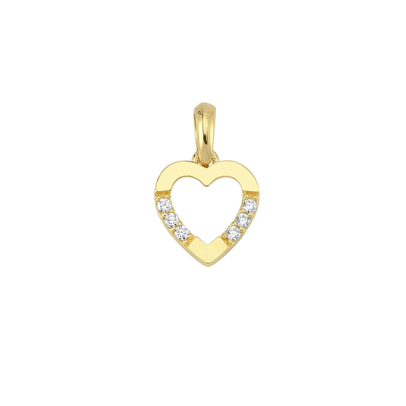 14 Ayar Altın Taşlı Kalp Kolye Ucu