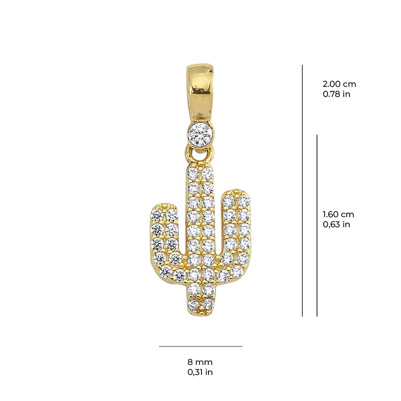 14 Ayar Kaktüs Altın Kolye Ucu
