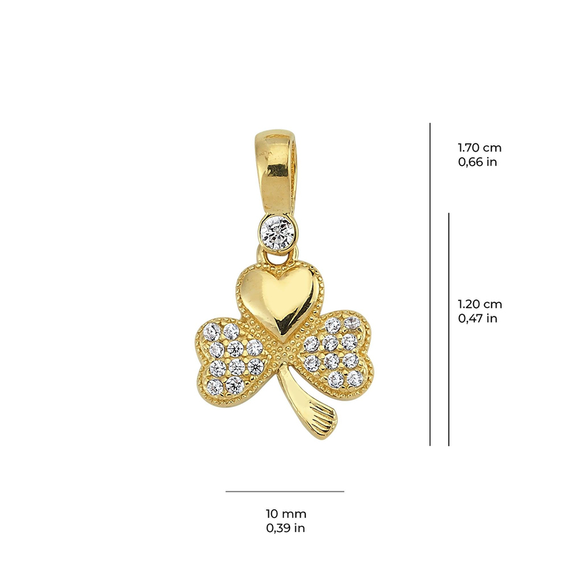 14 Ayar Altın Taşlı Yonca Kolye Ucu