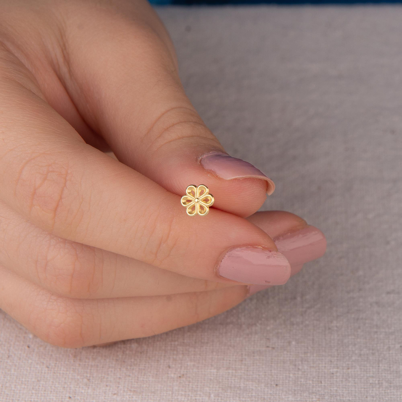 14 Ayar Altın Papatya Küpe