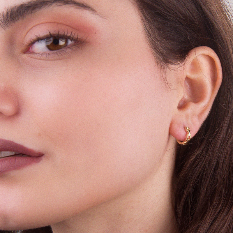 14 Ayar Modern Halka Altın Küpe