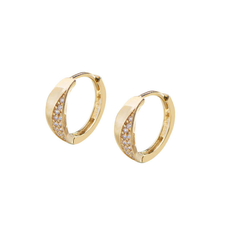 14 Ayar Taşlı Halka Altın Küpe