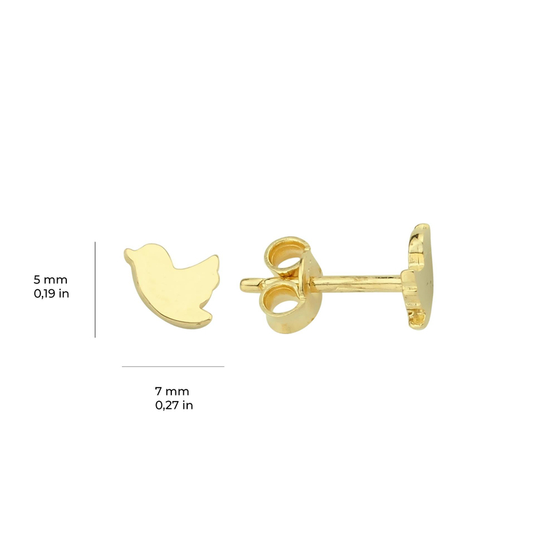 14 Ayar Altın Minik Kuş Küpe