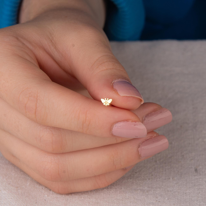 14 Ayar Altın Minik Kelebek Küpe