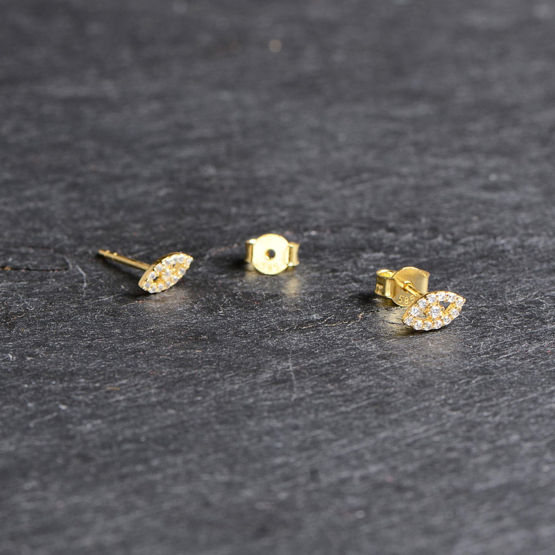 14 Ayar Taşlı Altın Göz Şans Küpe