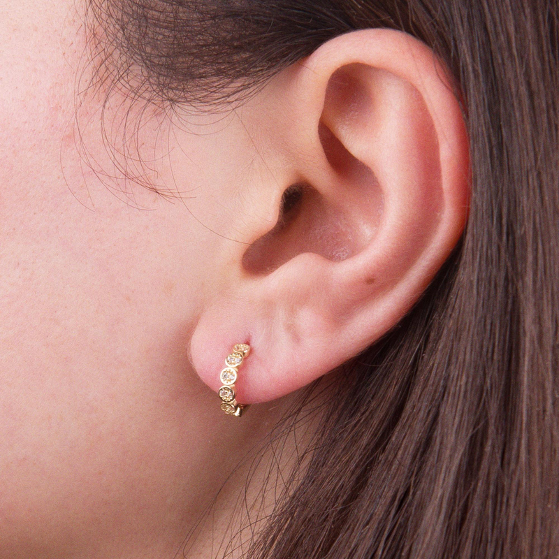 14 Ayar Altın Modern Halka Küpe