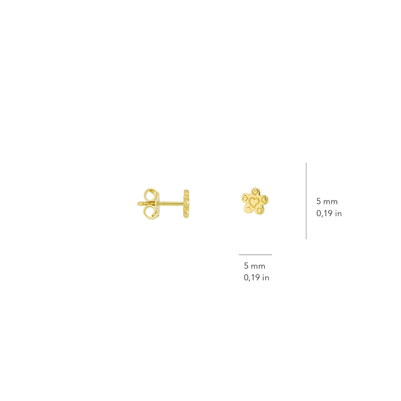 14 Ayar Altın Çiçek Kalp Desenli Küpe