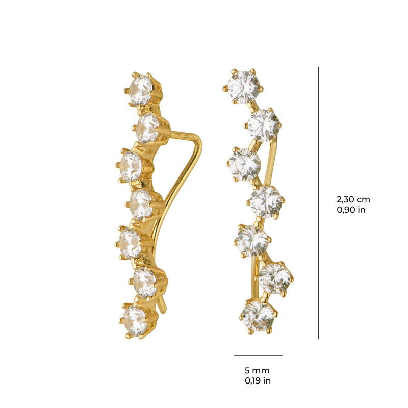 14 Ayar Modern Yedi Taşlı Altın Küpe