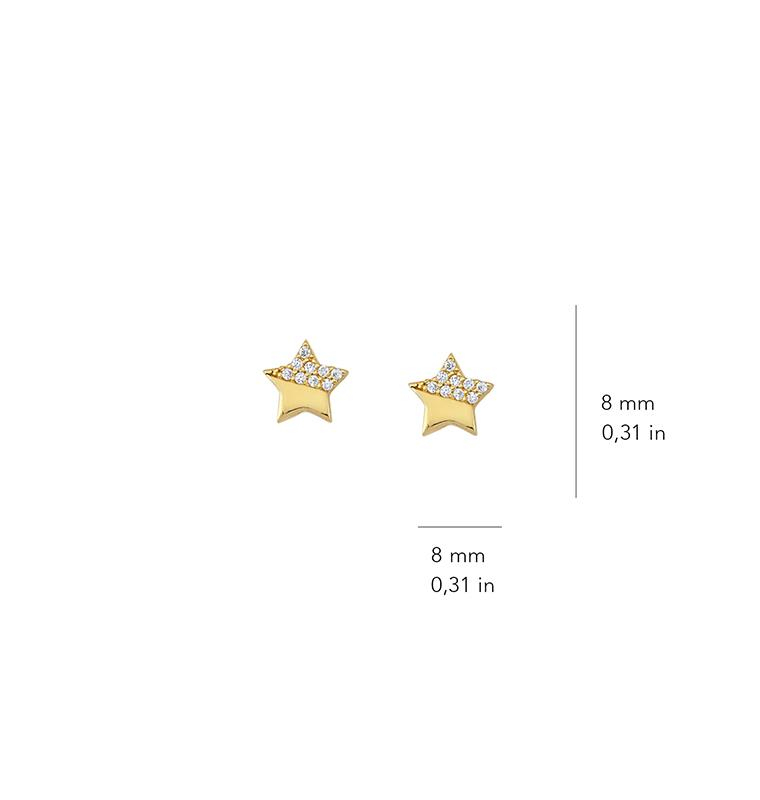 14 Ayar Altın Yıldız Taşlı Küpe