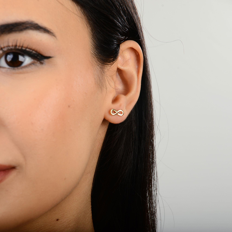 14 Ayar Altın Sonsuzluk Küpe