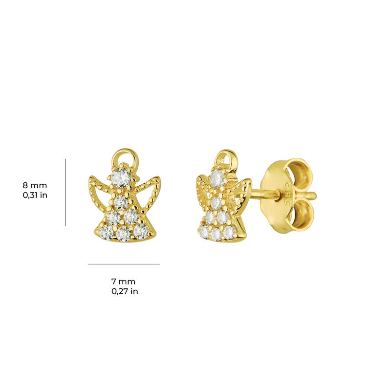 14 Ayar Altın Melek Taşlı Küpe