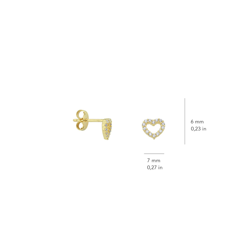 14 Ayar Altın Taşlı Kalp Küpe