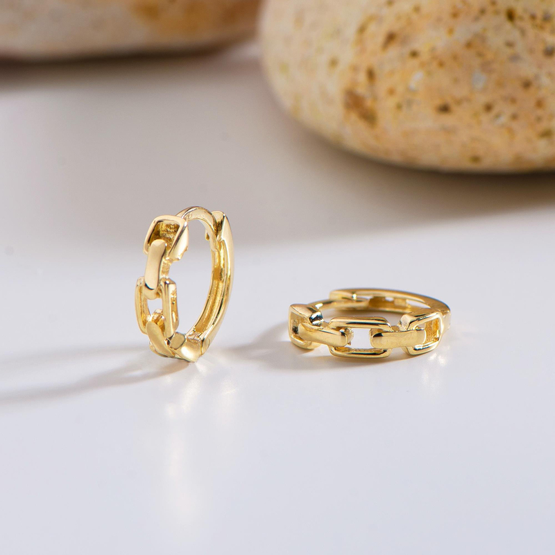 14 Ayar Modern Halka Altın Küpe