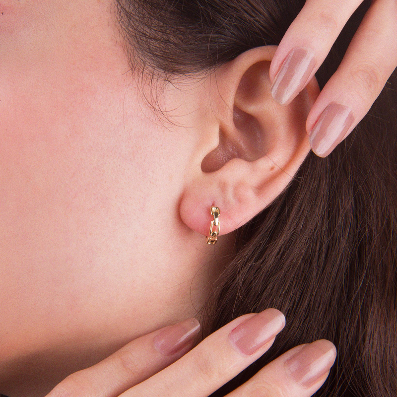 14 Ayar Modern Halka Altın Küpe