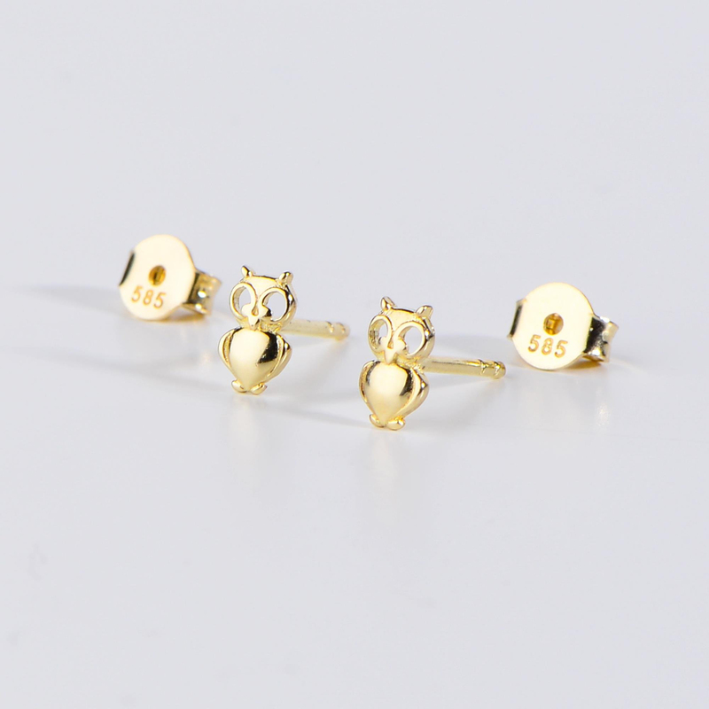 14 Ayar Altın Baykuş Küpe