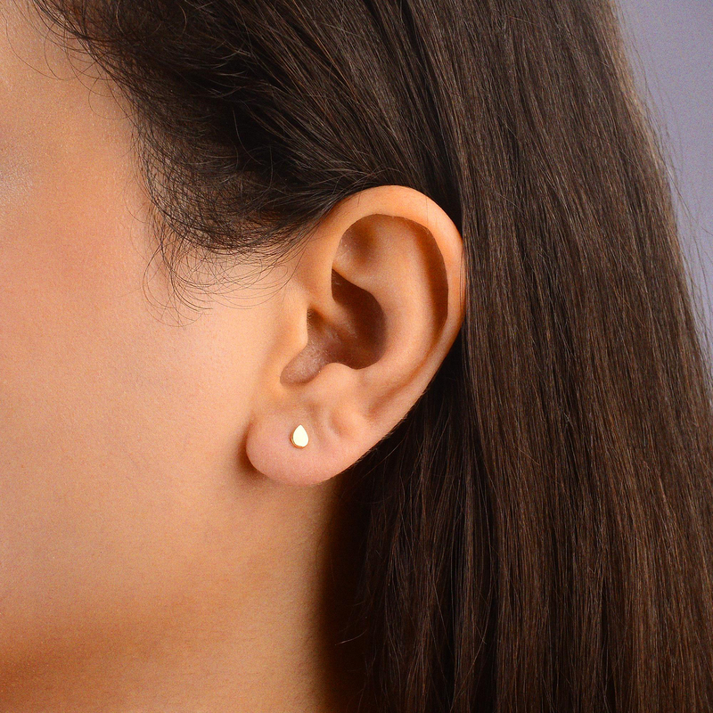 14 Ayar Altın Minik Damla Küpe