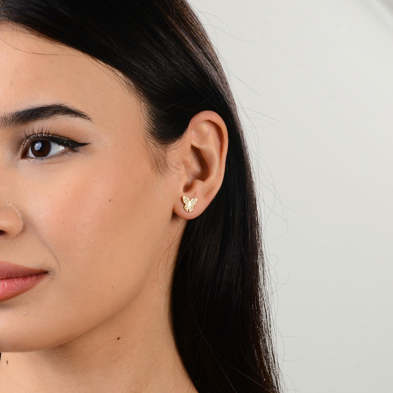 14 Ayar Altın Kelebek Küpe