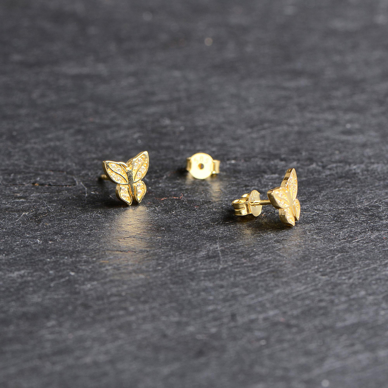 14 Ayar Altın Kelebek Küpe