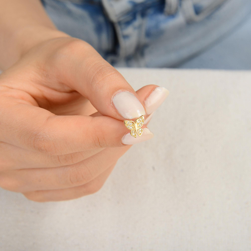 14 Ayar Altın Kelebek Küpe