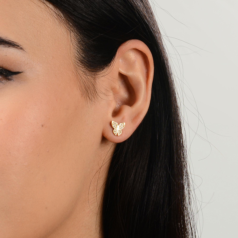 14 Ayar Altın Kelebek Küpe