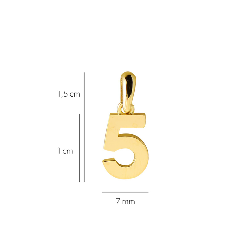 14 Ayar Beş Rakamı Altın Kolye Ucu