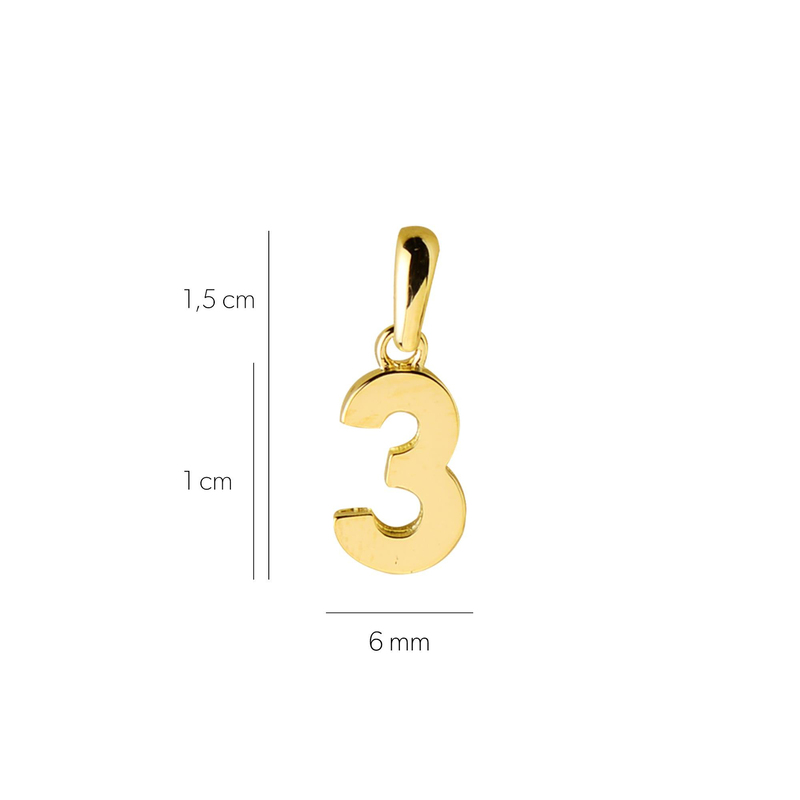 14 Ayar Üç Rakamı Altın Kolye Ucu