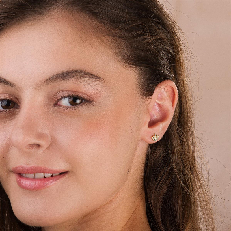 14 Ayar Altın Göz Şans Küpe