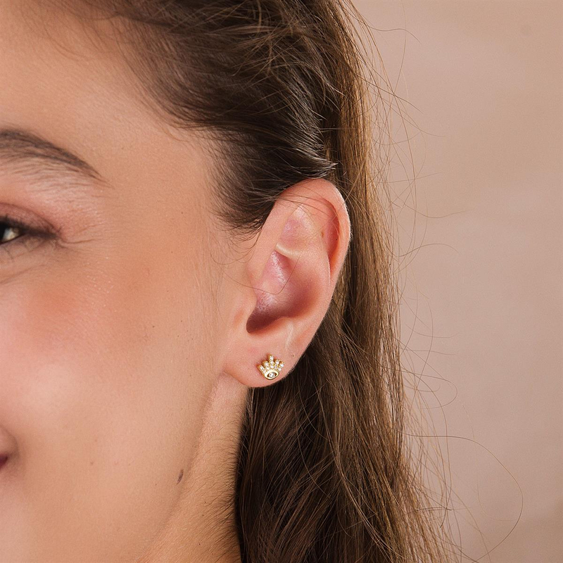 14 Ayar Altın Göz Şans Küpe