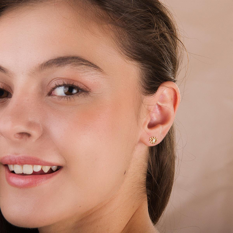 14 Ayar Altın Göz Şans Küpe