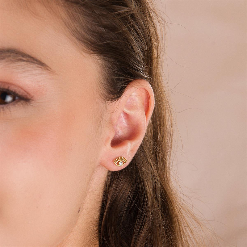 14 Ayar Altın Göz Şans Küpe