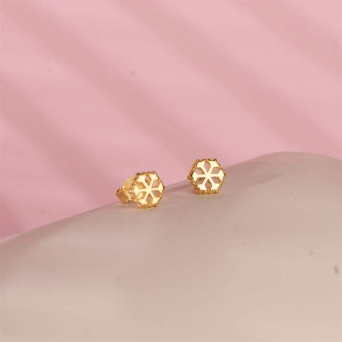 14 Ayar Altın Kar Tanesi Küpe