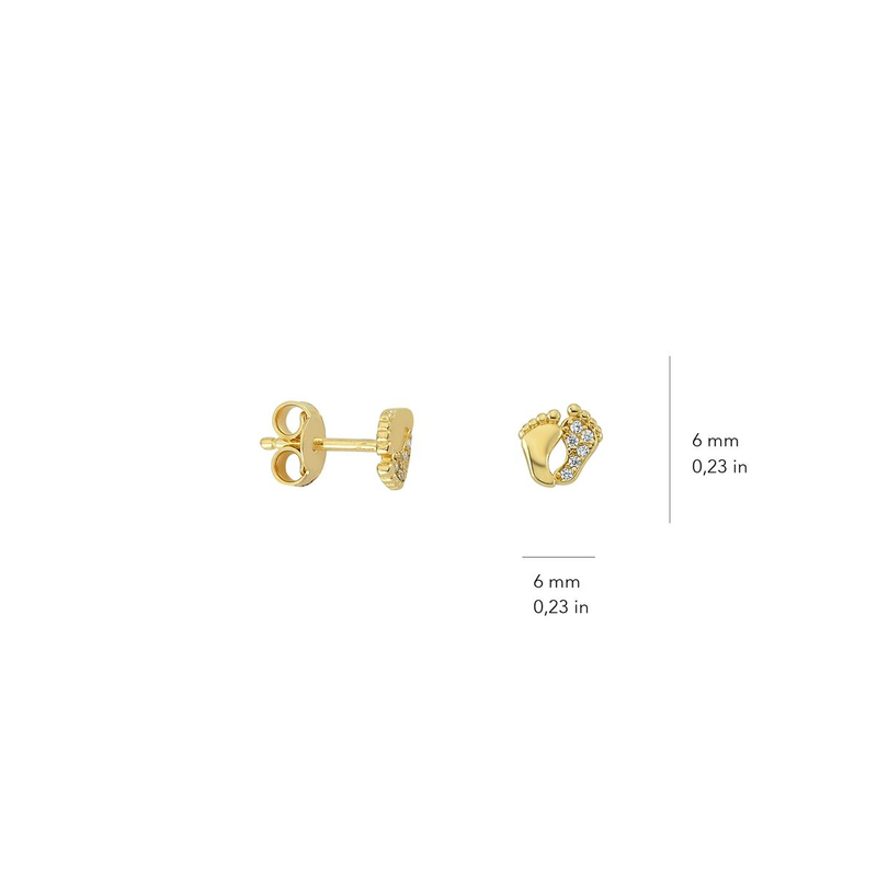 14 Ayar Altın Taşlı Ayak İzi Küpe