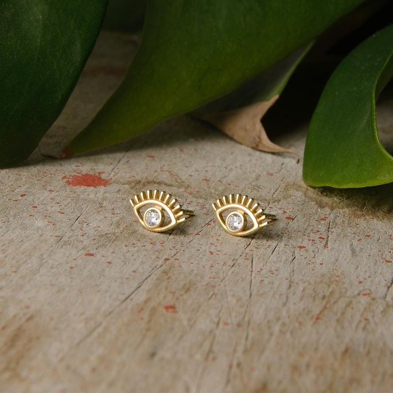 14 Ayar Altın Göz Şans Küpe