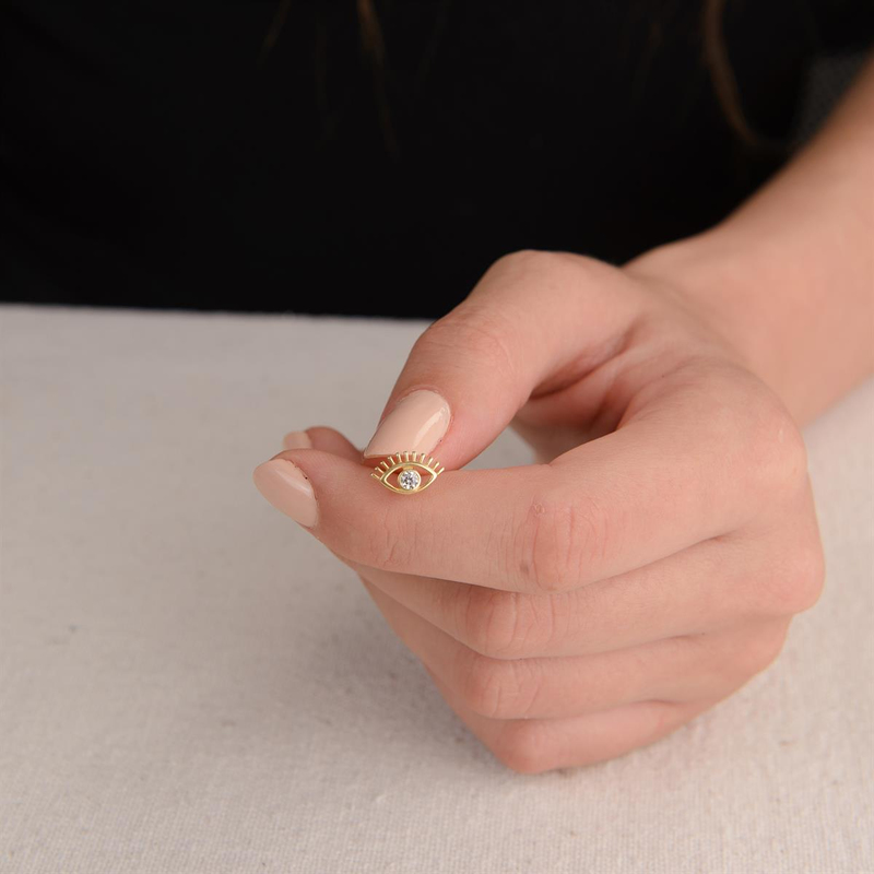 14 Ayar Altın Göz Şans Küpe