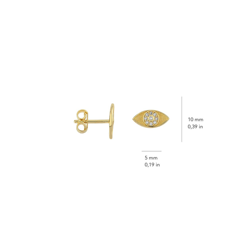 14 Ayar Altın Göz Şans Küpe