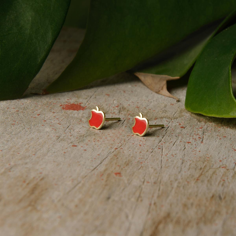 14 Ayar Çocuk Altın Elma Küpe