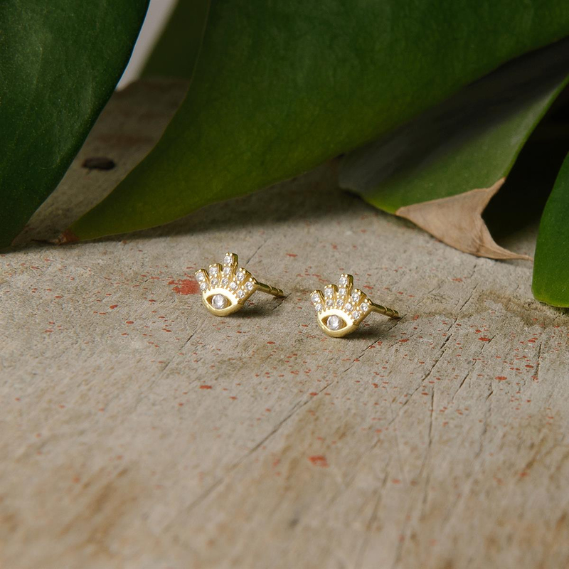 14 Ayar Altın Göz Şans Küpe