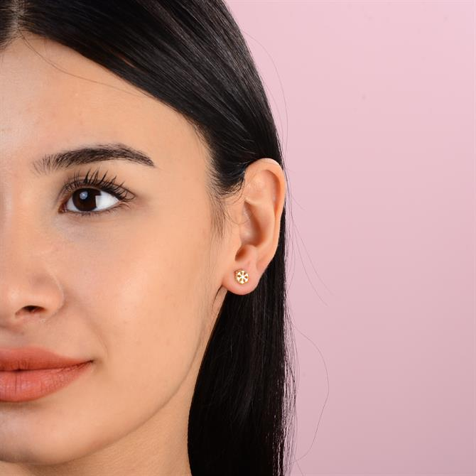 14 Ayar Altın Kar Tanesi Küpe