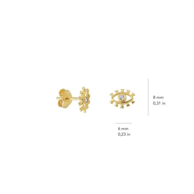 14 Ayar Altın Göz Şans Küpe