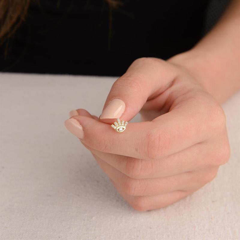 14 Ayar Altın Göz Şans Küpe