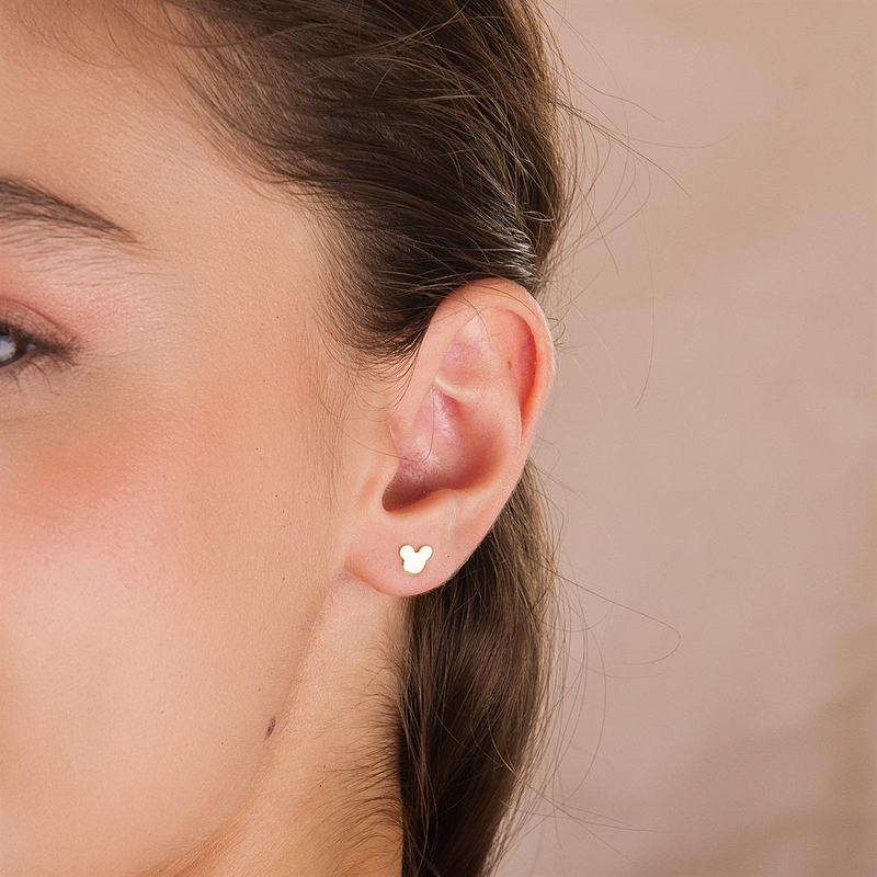 14 Ayar Altın Minik Mickey Küpe