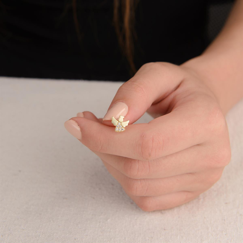 14 Ayar Altın Taşlı Melek Küpe