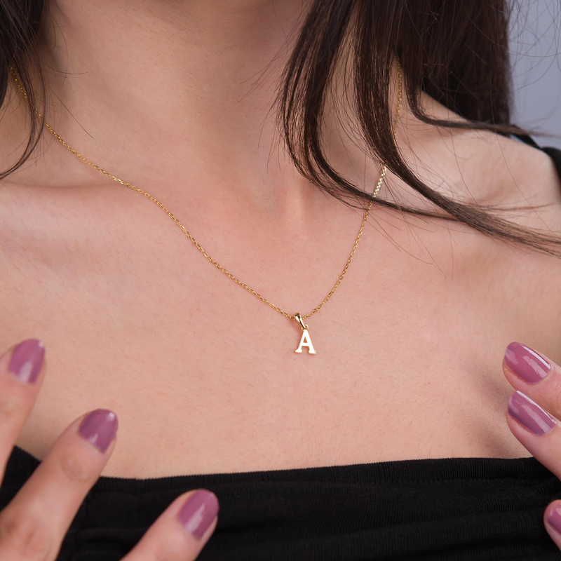 14 Ayar Altın A Harfi Kolye Ucu