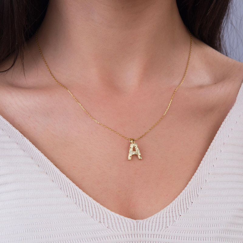 14 Ayar Altın A Harfi Kolye Ucu