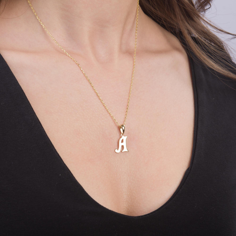 14 Ayar Altın A Harfi Kolye Ucu