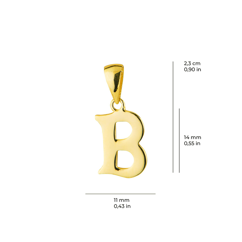 14 Ayar Altın B Harfi Kolye Ucu