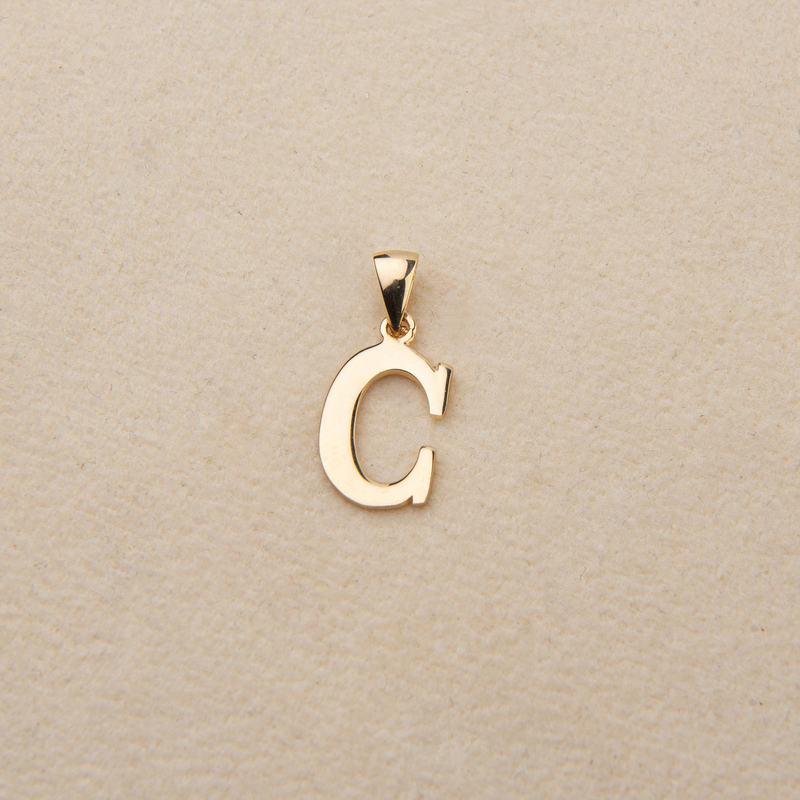 14 Ayar Altın C Harfi Kolye Ucu