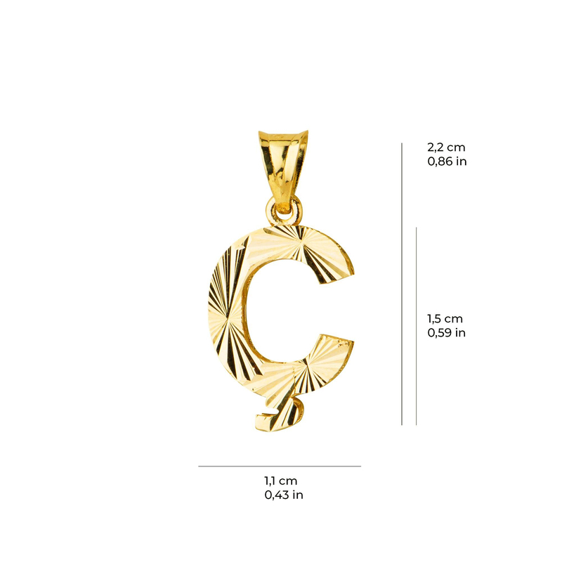 14 Ayar Altın Ç Harfi Kolye Ucu